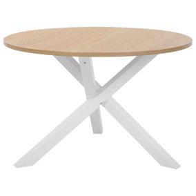 Round Dining Table 120 cm Light Wood with White JACKSONVILLE