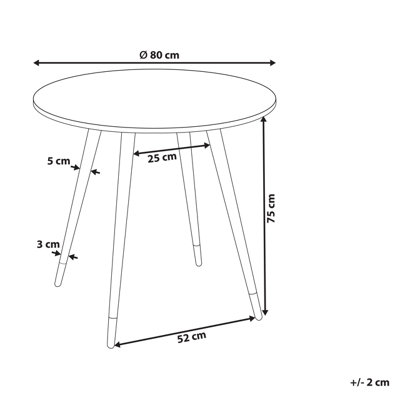 Round Dining Table 80 cm Marble Effect and White GUTIERE