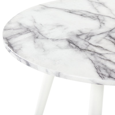 Round Dining Table 80 cm Marble Effect and White GUTIERE