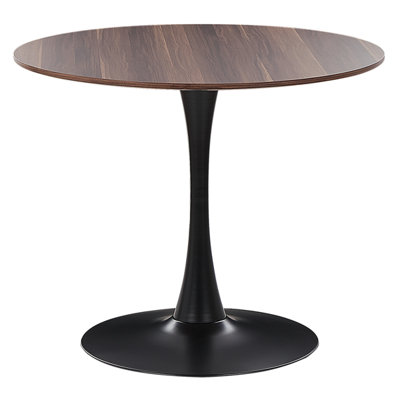 Round Dining Table 90 cm Dark Wood with Black BOCA