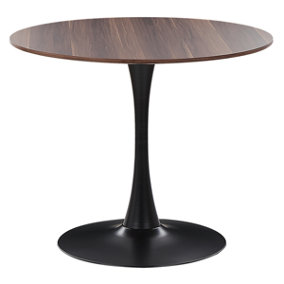 Round Dining Table 90 cm Dark Wood with Black BOCA