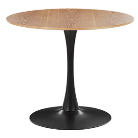 Round Dining Table 90 cm Light Wood with Black BOCA