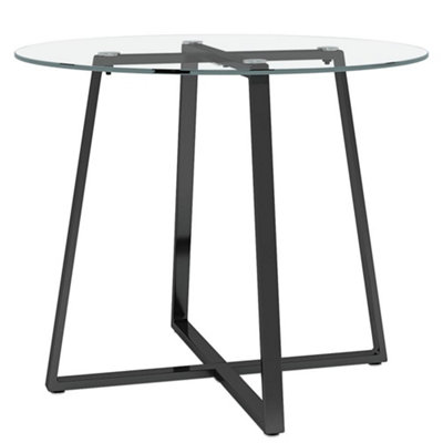 Round Dining Table Coffee Table with Tempered Glass Top Dia 900mm