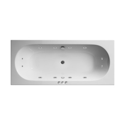 Round Double Ended Whirlpool Bath with 12 Chrome Jets and Leg Set, 1800 x 800mm