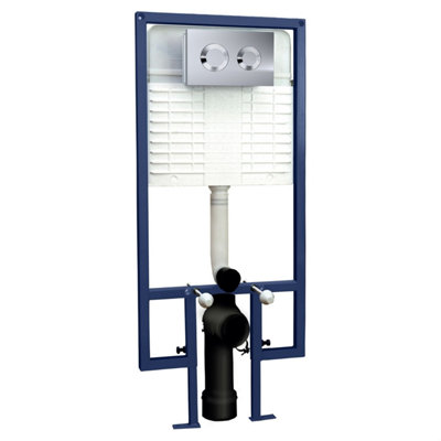 Round Dual Flush Concealed Cistern with Wall Hung Frame & Round Push ...