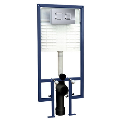 Round Dual Flush Concealed Cistern with Wall Hung Frame & Square Push Button Plate - Chrome - Balterley