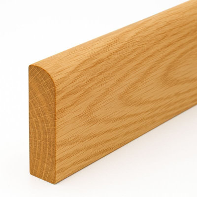 Round Edge European Oak Skirting Board (Unoiled) - 222mm (H) x 19mm (T ...