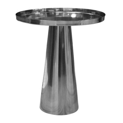 Round End Table Coffee Side Table for Living Room - 460 x 400mm - Polished Chrome