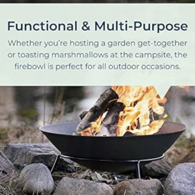 Round Firepit Bowl Outdoor Fires Patio Garden Camping Heater Furniture & Leisure Log Burner BBQ Grill