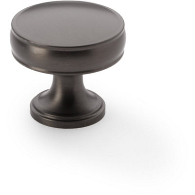 Round Fluted Door Knob - 32mm Diameter Dark Bronze Retro Cupboard Pull Handle