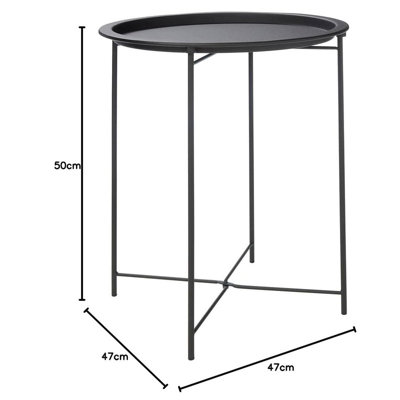 Round Folding Table with Removable Tray Top - Metal Side Table for ...