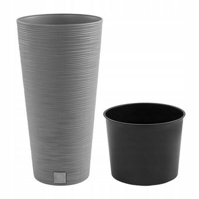 Round FURU Style Look Planter Tall Flower Plant Pot Indoor Outdoor Garden Decor Concrete 300mm - 12"