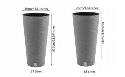 Round FURU Style Look Planter Tall Flower Plant Pot Indoor Outdoor Garden Decor Concrete 300mm - 12"