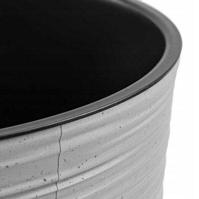 Round FURU Style Look Planter Tall Flower Plant Pot Indoor Outdoor Garden Decor Concrete 300mm - 12" - 4