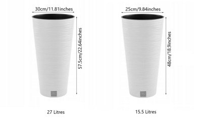 Round FURU Style Look Planter Tall Flower Plant Pot Indoor Outdoor Garden Decor White 300mm - 12"