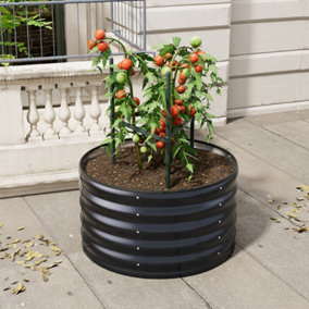 Round Galvanized Raised Bed Kit Outdoor Garden Metal Bottomless Planter Box for Planting Plants Vegetables D 80cm