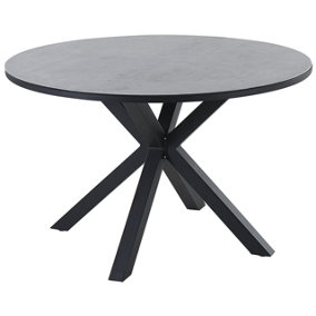 Round Garden Dining Table120 cm Grey with Black MALETTO