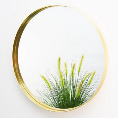 Round Gold Wall Mirror Aluminium Frame Deep Frame