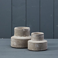 Round Grey Cement Candle Holder