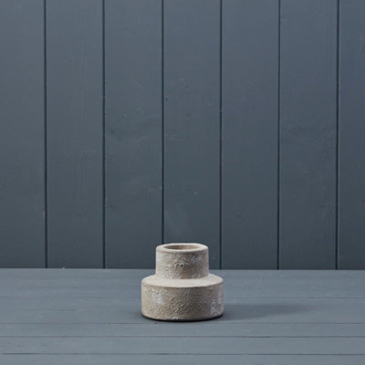 Round Grey Cement Candle Holder DIY at B&Q