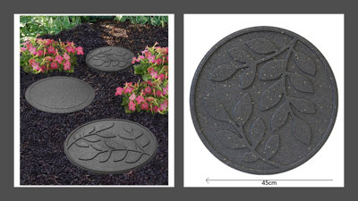 Round Grey Leaf Stepping Stone (Diameter 45cm x Thickness 2cm approx.)
