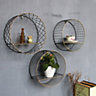 Round Grid Wall Hanging Storage and Display Floating Shelf Dia 31 cm