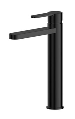 Round High-Rise Mono Basin Mixer Tap - Matt Black