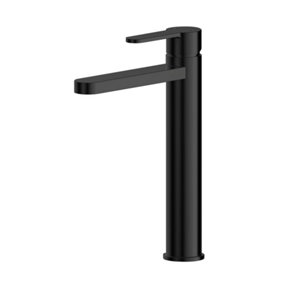 Round High-Rise Mono Basin Mixer Tap - Matt Black