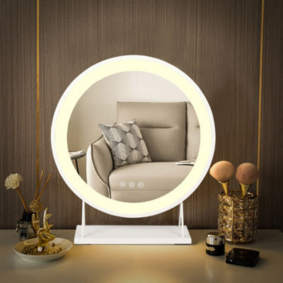 Round Hollywood Vanity Makeup Mirror with LED Lights Dimmable Touch Screen 46cm (H)