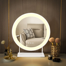 Round Hollywood Vanity Makeup Mirror with LED Lights Dimmable Touch Screen