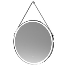 Round Illuminated Touch Sensor Mirror with Demister - 800mm - Chrome/Grey