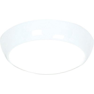 Round IP65 Bulkhead Light - 16W Cool White LED - 325mm Diameter - White