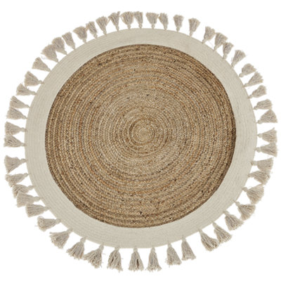 Round Jute Area Rug 120 cm Beige SAMSUN