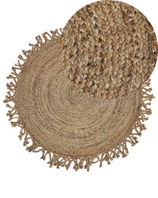 Round Jute Area Rug 120 cm Beige ZONGULDAK