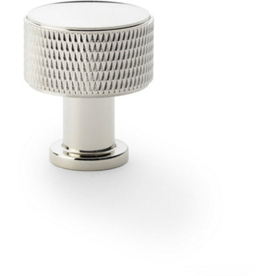 Round Knurled Door Knob 29mm Diameter Polished Nickel Radio Cupboard Pull Handle