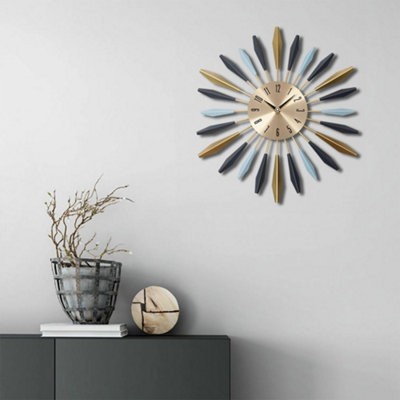 12" Gold Wall Clock With Silent Sweep & Day/Week Calendar – Battery Operated, Non-Ticking
