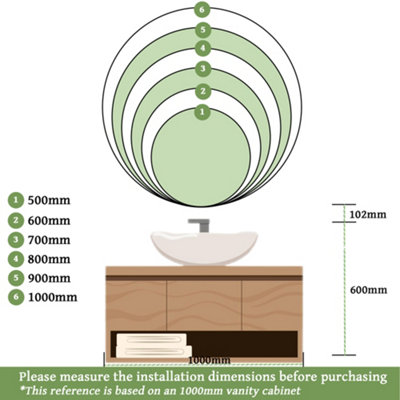 Round LED Bathroom Mirror with Bluetooth Speakers 500mm 3 Colour ...