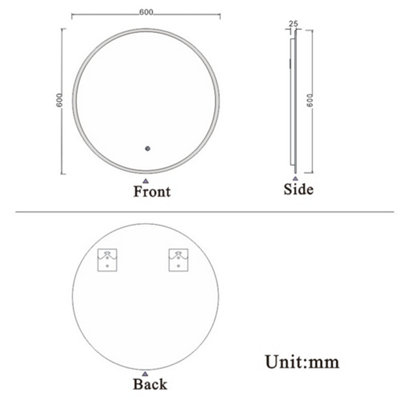 Round LED Bathroom Mirror with Lights Demister Pad Anti-fog Touch/Wall ...