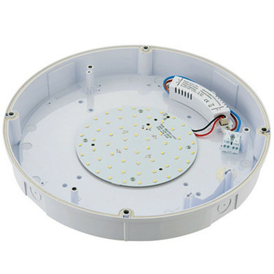 Round LED Bulkhead Ceiling Light 12W Cool White IP65 Gloss White Bathroom Lamp