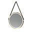 Round LED Illuminated Touch Sensor Framed Mirror with Demister & Strap, 600mm - Brushed Brass/Brown - Balterley