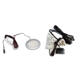 Round LED Light Under Furniture Cabinet Shelf Cupboard Full Kit LUMINO - Light Colour Cold White - Lights 1