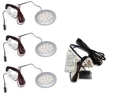 Round LED Light Under Furniture Shelf Cupboard Full Kit LUMINO