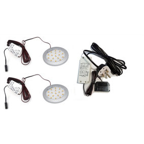 Round LED Light Under Furniture Cabinet Shelf Cupboard Full Kit LUMINO - Light Colour Warm White - Lights 2