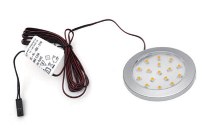 Round LED Light Under Furniture Cabinet Shelf Cupboard Full Kit LUMINO - Light Colour Warm White - Lights 3