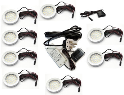 Round LED Light Under Furniture Cabinet Shelf Cupboard Full Kit VASCO - Light Colour Natural - Lights 8