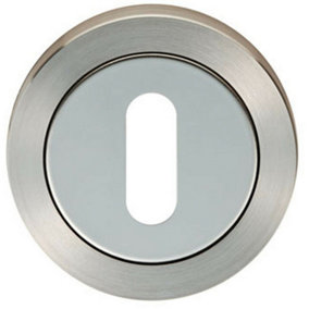 Round Lock Profile Escutcheon 52mm Dia Concealed Fix Bright Satin Steel