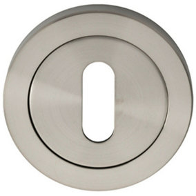 Round Lock Profile Escutcheon 52mm Dia Concealed Fix Satin Steel
