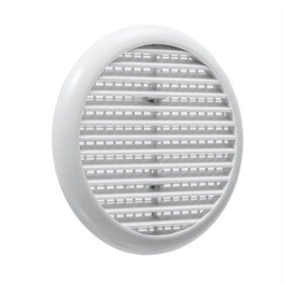 Round Louvre Air Vent Cover - For Pipe & Tubes Openings 80-152mm, Flyscreen Included, Bathroom Shed Garage, White