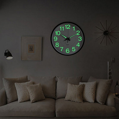 Round Luminous Silent Battery Operated  Quartz Plastic Wall Clock 30cm