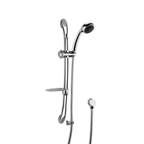 Round Luxury Slide Rail Shower Kit with Single Function Head & Outlet Elbow - Chrome - Balterley